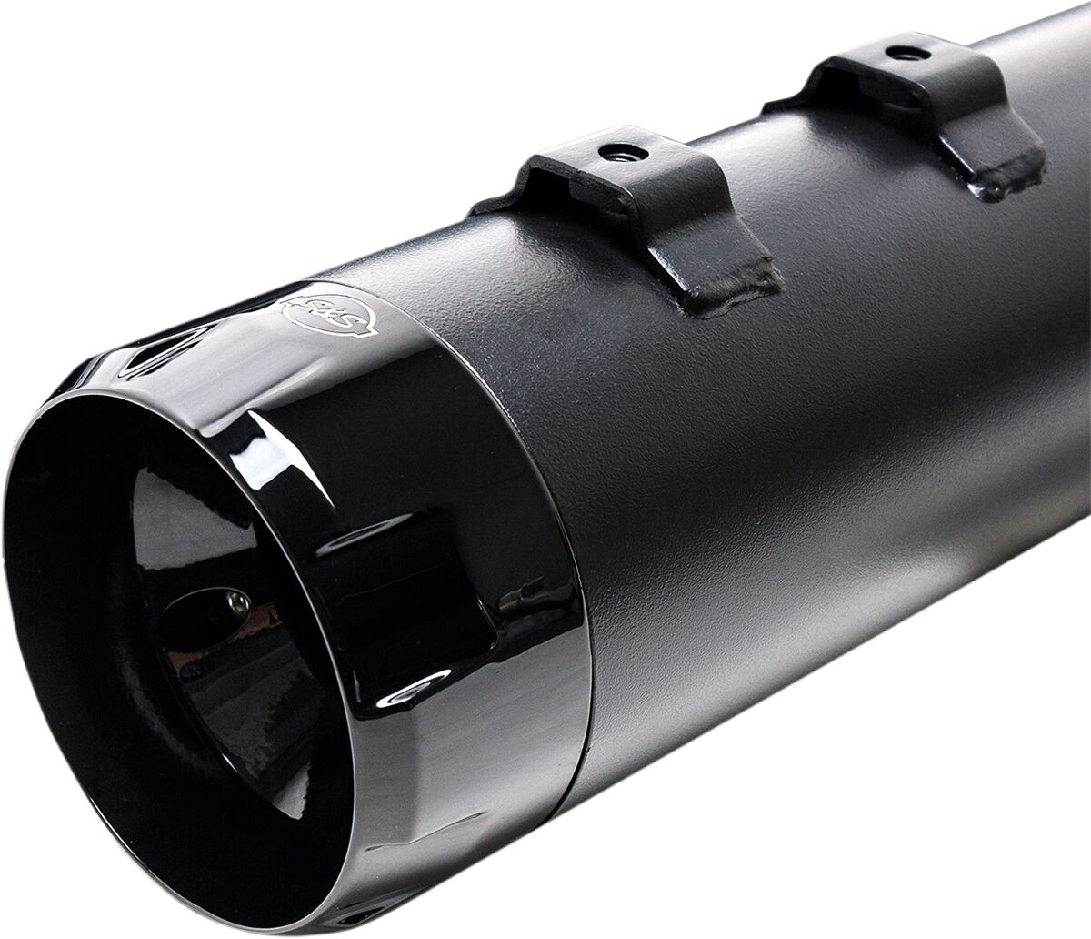 S&S CYCLE MUFFLER 4.5" SLIP-ON MK45 BLACK CONTRAST CUT THRUSTER END CAP-JET-HOT� BLACK BODY FINISH 550-0621