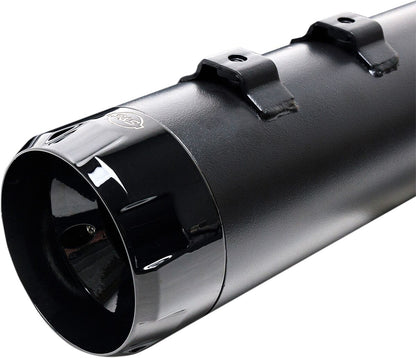 S&S CYCLE MUFFLER 4.5" SLIP-ON MK45 BLACK CONTRAST CUT THRUSTER END CAP-JET-HOT� BLACK BODY FINISH 550-0621