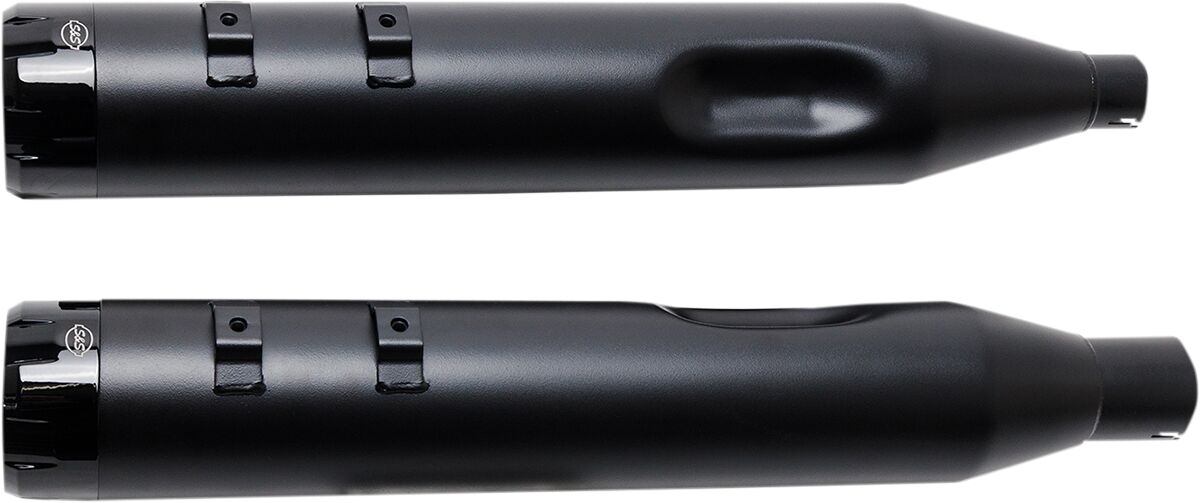 S&S CYCLE MUFFLER 4.5" SLIP-ON MK45 BLACK CONTRAST CUT THRUSTER END CAP-JET-HOT� BLACK BODY FINISH 550-0666