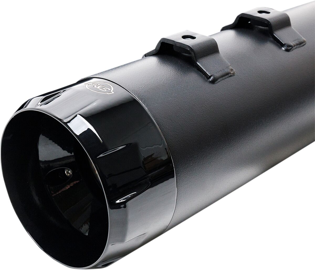 S&S CYCLE MUFFLER 4.5" SLIP-ON MK45 BLACK CONTRAST CUT THRUSTER END CAP-JET-HOT� BLACK BODY FINISH 550-0666
