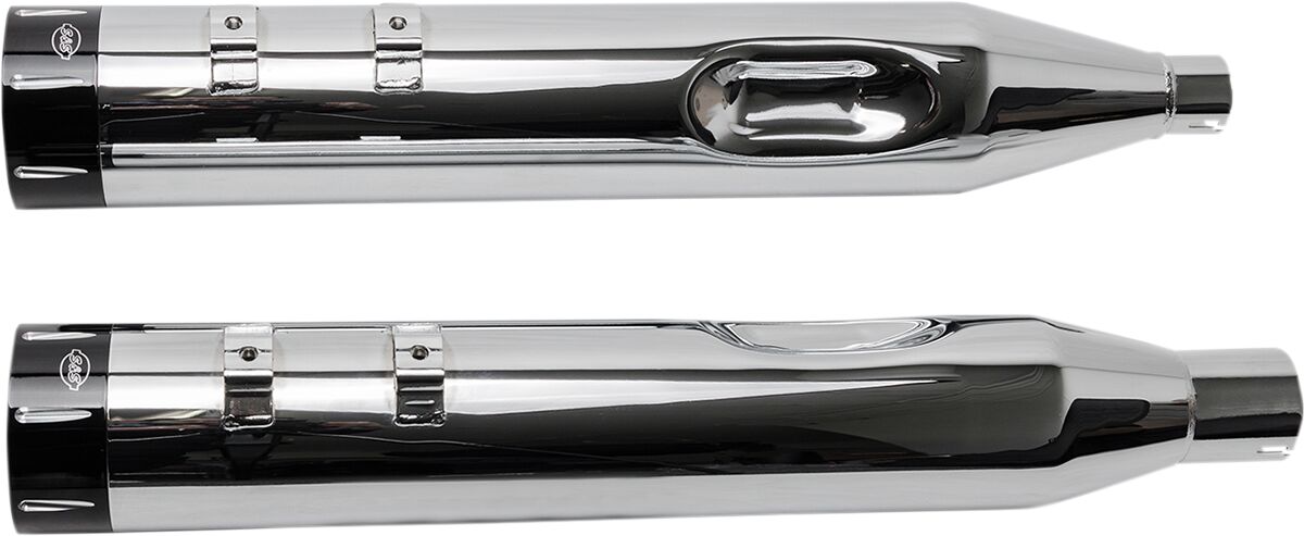 S&S CYCLE MUFFLER 4.5" SLIP-ON MK45 BLACK CONTRAST CUT TRACER END CAP-CHROME BODY FINISH 550-0668