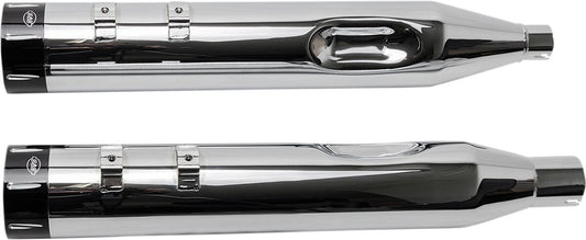 S&S CYCLE MUFFLER 4.5" SLIP-ON MK45 BLACK CONTRAST CUT TRACER END CAP-CHROME BODY FINISH 550-0668