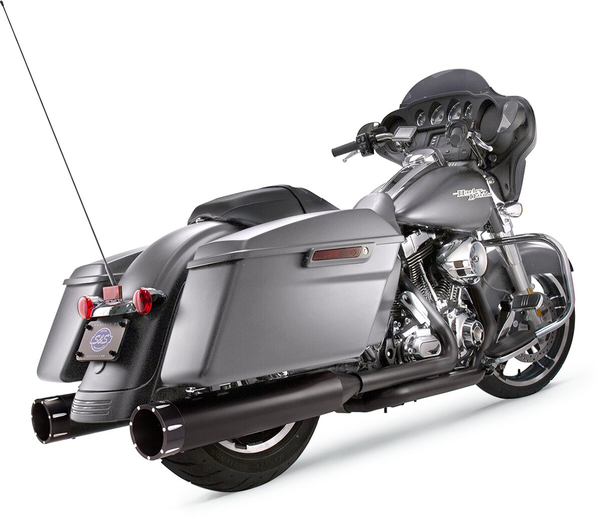 S&S CYCLE MUFFLER 4.5" SLIP-ON MK45 BLACK CONTRAST CUT TRACER END CAP-JET-HOT BLACK BODY FINISH 550-0670