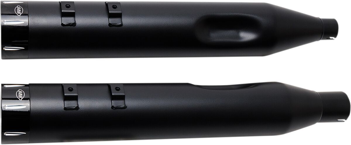 S&S CYCLE MUFFLER 4.5" SLIP-ON MK45 BLACK CONTRAST CUT TRACER END CAP-JET-HOT BLACK BODY FINISH 550-0670