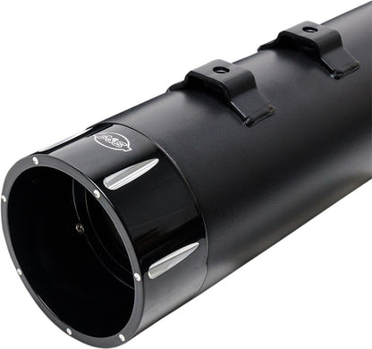 S&S CYCLE MUFFLER 4.5" SLIP-ON MK45 BLACK CONTRAST CUT TRACER END CAP-JET-HOT BLACK BODY FINISH 550-0670