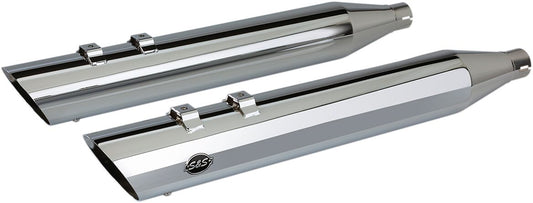 S&S CYCLE MUFFER SLIP-ON SLASH CUT END 4" TOURING CHROME 550-0695