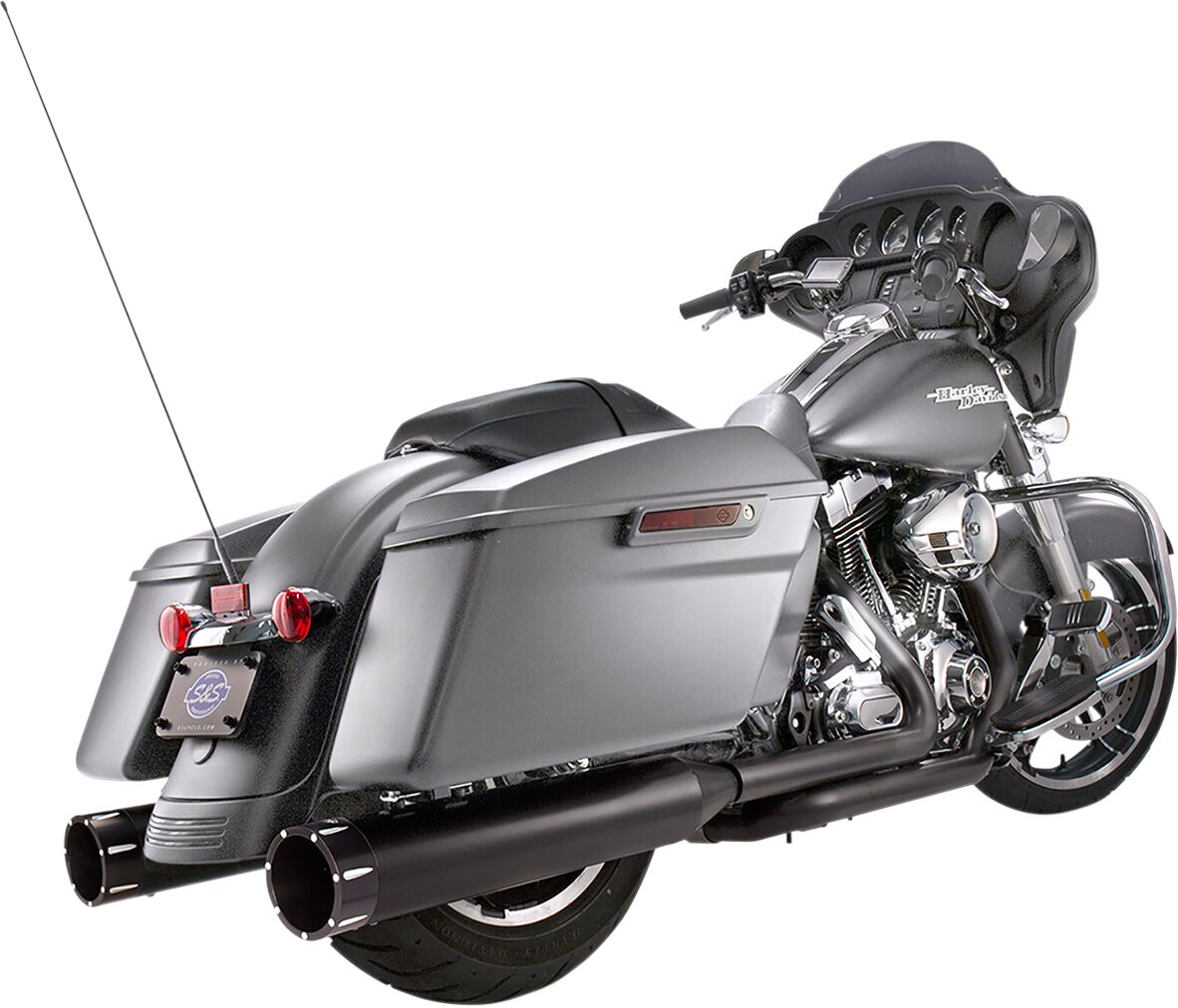 S&S CYCLE Mk45 EC Slip-On Muffler Tracer Black 550-0865