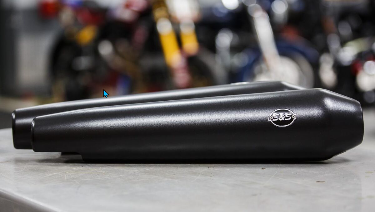 S&S CYCLE Tapered Cone Black Slip-On Mufflers for Royal Enfield� 650 Twins 550-1101