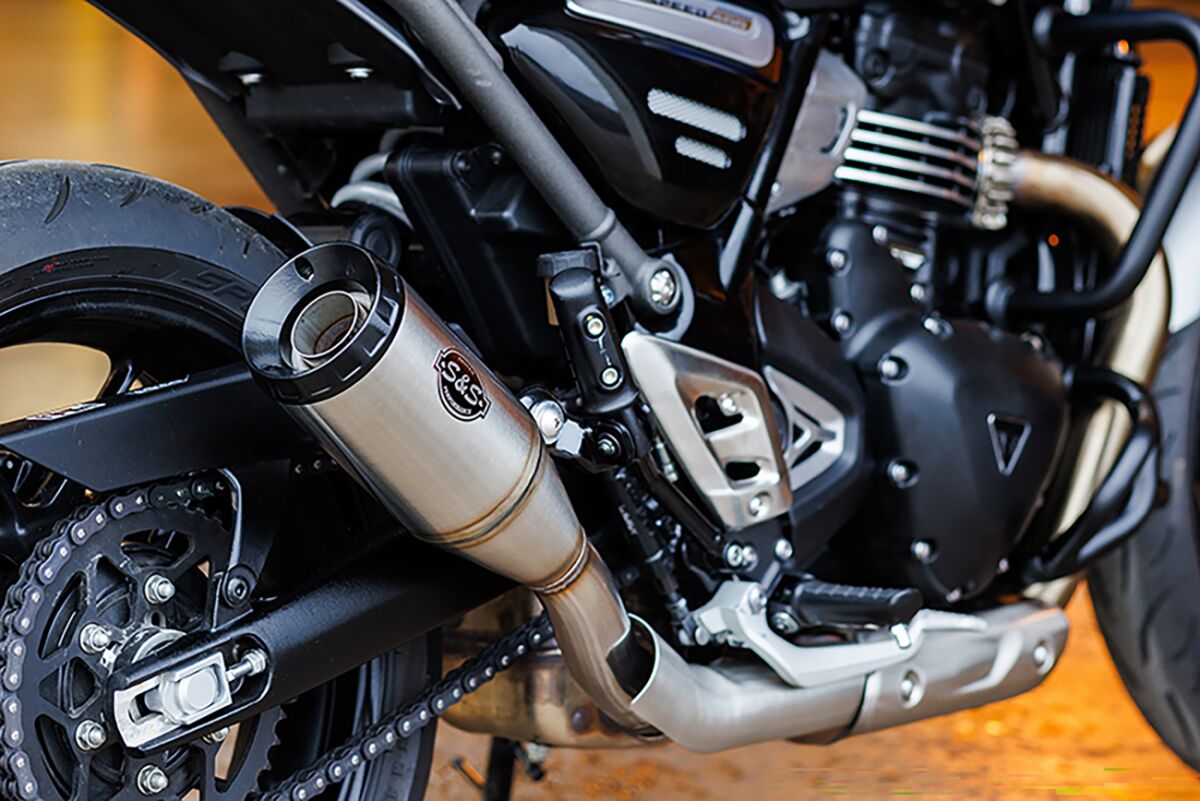S&S CYCLE Grand National Slip-On Mufflers Chrome/Black 550-1143
