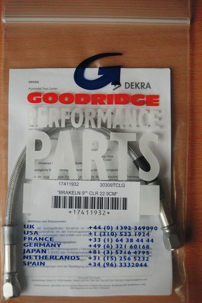 GOODRIDGE BRAKELINE UNIVERSAL STAINLESS-STEEL CHROME T�oV 9"/ 229mm 30309TCLG