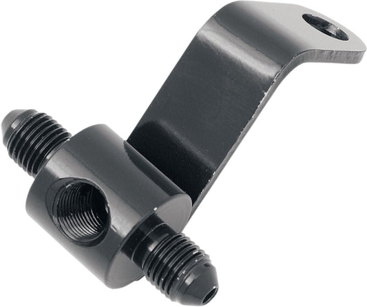 GOODRIDGE BRAKE TEE/ BRAKE SWITCH BODY WITH MOUNT REAR BLACK 2x MALE 3/8x24 JIC/UNF 1x FEMALE 1/8 NPT H-D XL MCHD-015BK