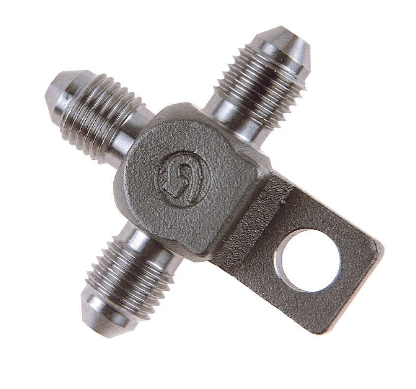 GOODRIDGE BRAKELINE TEE FITTING WITH MOUNT FOR AN-03 HOSE STAINLESS-STEEL MALE 3x 3/8x24 JIC/UNF 5130-03C