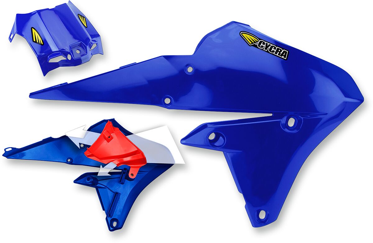 CYCRA POWERFLOW INTAKE RADIATOR SHROUDS W/AIRBOX COVER YAMAHA BLUE 1CYC-1778-62