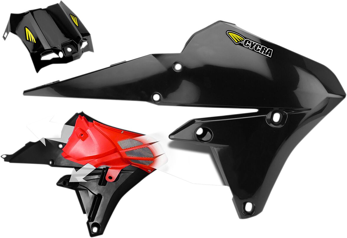CYCRA POWERFLOW INTAKE RADIATOR SHROUDS YAMAHA BLACK 1CYC-1782-12