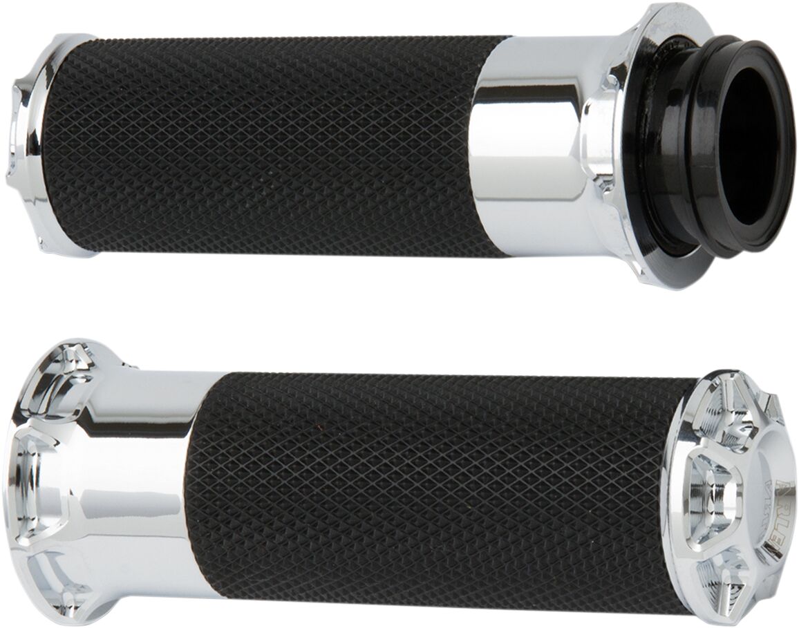 ARLEN NESS GRIPS BEVELED FUSION THROTTLE BY CABLE CHROME 07-330