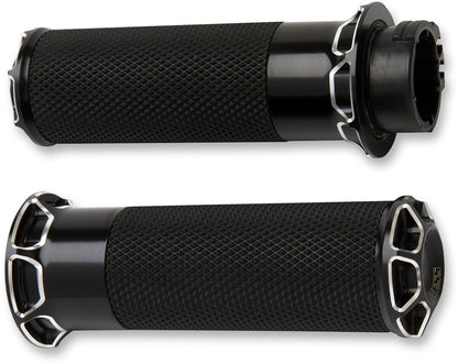 ARLEN NESS GRIPS BEVELED FUSION THROTTLE BY CABLE BLACK 07-331