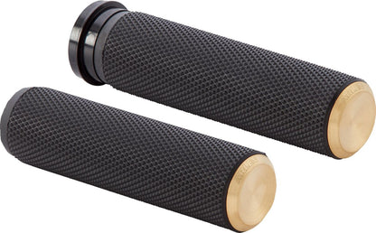 ARLEN NESS GRIPS FUSION KNURLED THROTTLE BY WIRE BLACK BRASS ENDCAP 07-334