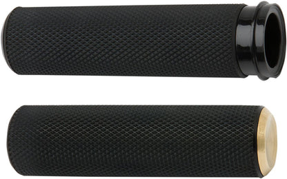 ARLEN NESS GRIPS FUSION KNURLED THROTTLE BY WIRE BLACK BRASS ENDCAP 07-334