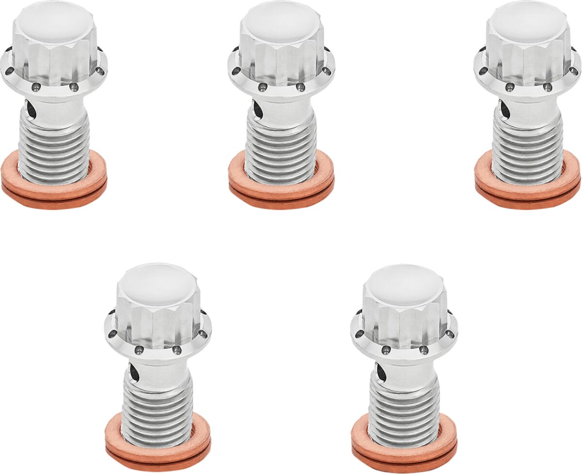 ARLEN NESS BOLT BANJO 5-PK M12x1.25 POLISHED 12-PT DUAL F/R MC SOFTAIL 300-863