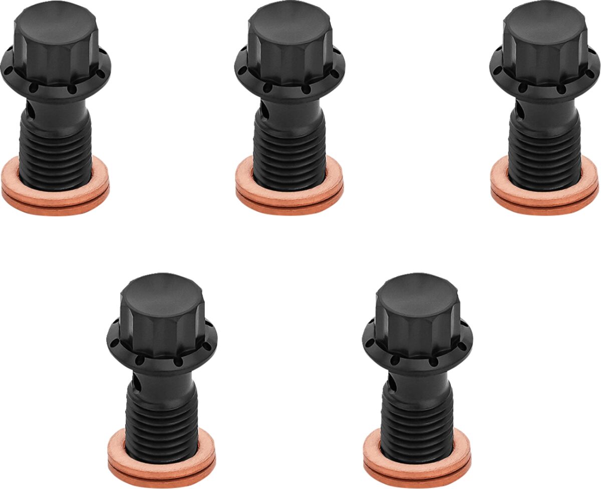 ARLEN NESS BOLT BANJO 5-PK M12x1.25 BLACK 12-PT DUAL F/R MC SOFTAIL 300-864