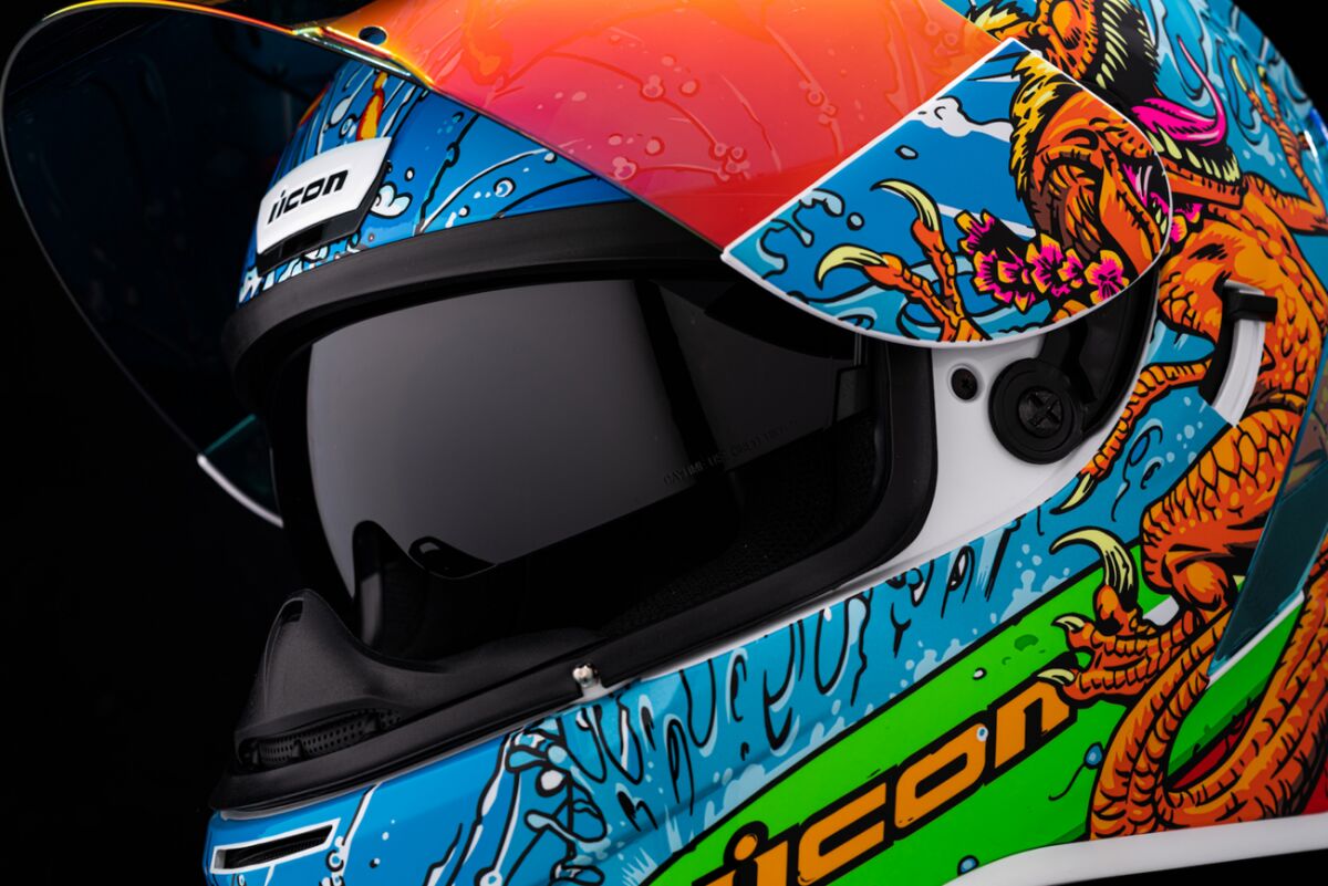 ICON HELMET AIRFORM DINO FURY BLUE 0101-14791