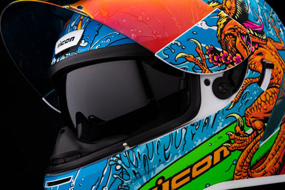ICON HELMET AIRFORM DINO FURY BLUE 0101-14791