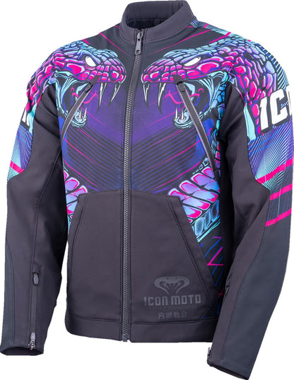 ICON JACKET SYNTHWAVE MERC3 LAZER COBRA BLACK 3X 2820-7785