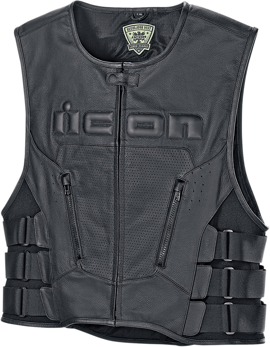 ICON REGULATOR D3O™ LEATHER VEST BLACK S/M 2830-0391