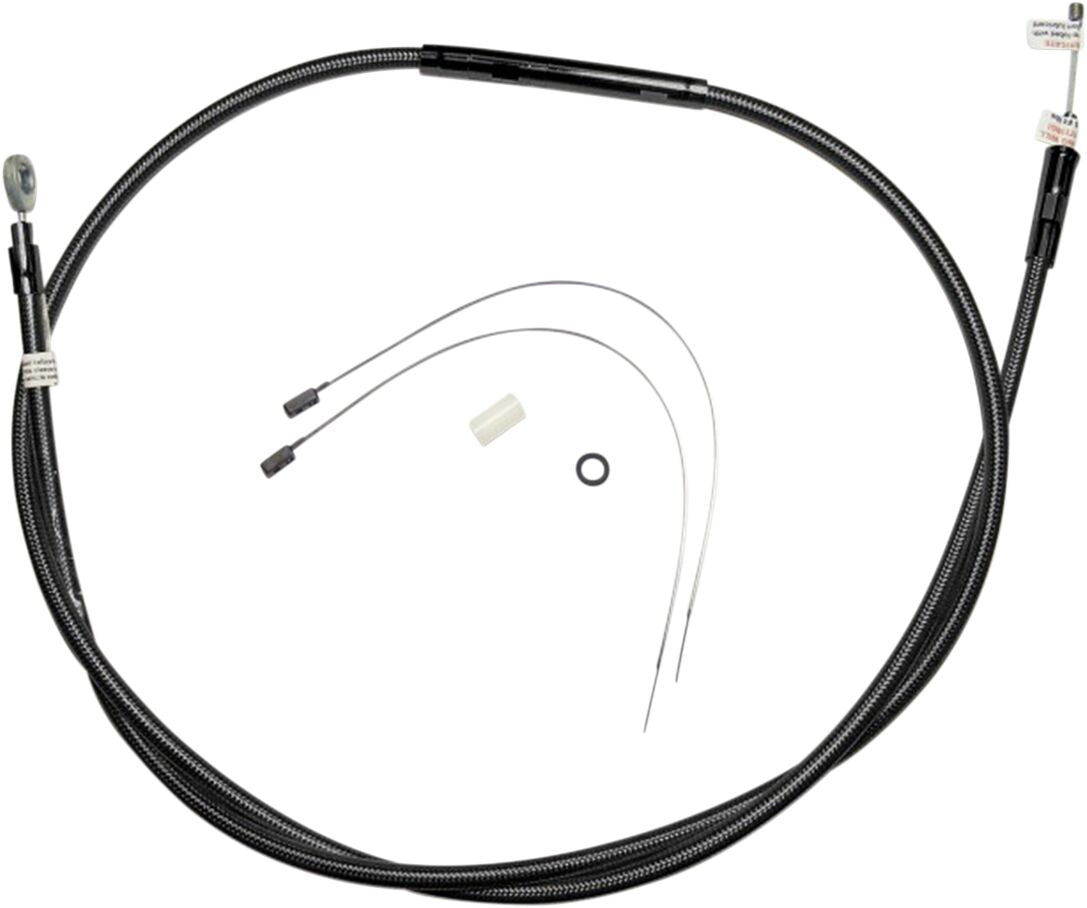 MAGNUM SHIELDING CLUTCH CABLE ALT-LENGTH TWO-PIECE BLACK PEARL CHROME BLACK/CLEAR 422814