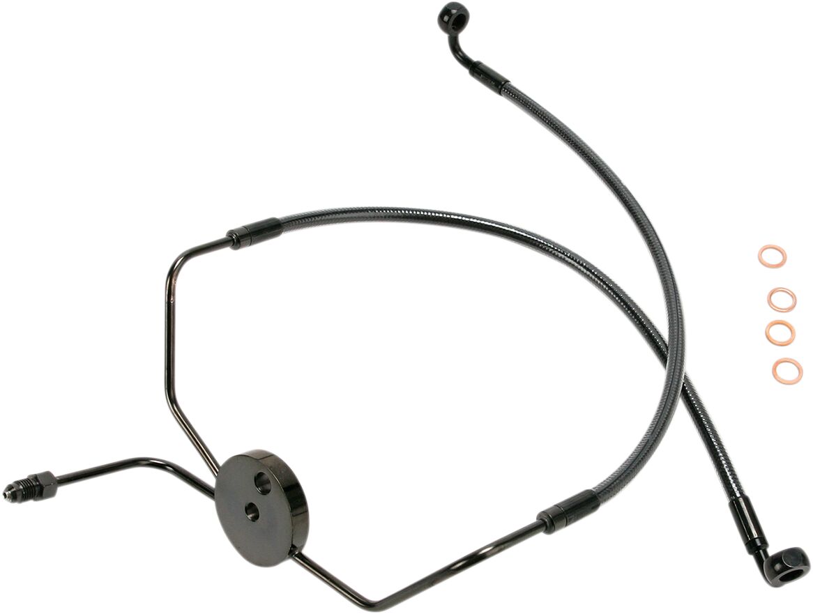 MAGNUM SHIELDING BRAKE LINE FRONT LOWER DUAL DISC NON-ABS DESIGNER CHROME BLACK 47005