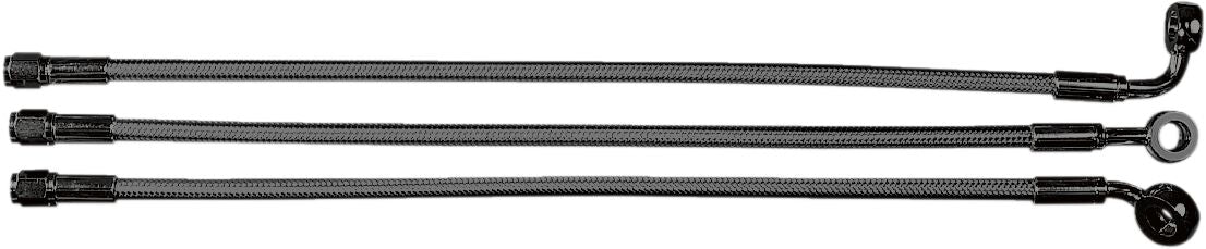 MAGNUM SHIELDING BRAKE LINE UPPER DUAL DISC NON-ABS DESIGNER CHROME BLACK 47131