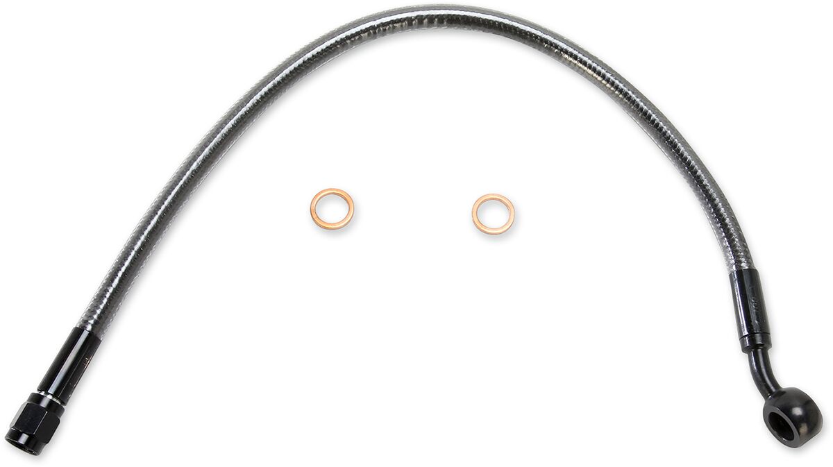 MAGNUM SHIELDING BRAKE LINE FRONT UPPER DUAL DISC ABS DESIGNER CHROME BLACK AS47115