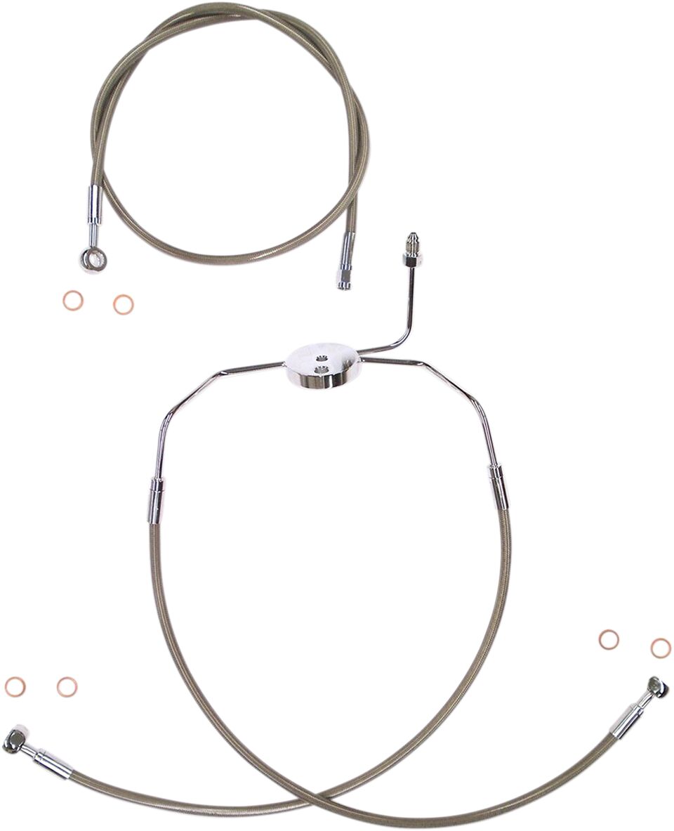 MAGNUM SHIELDING BRAKE LINE KIT DUAL DISC NON-ABS E-Z ALIGN XR POLISHED CHROME BRAIDED 29" SSC1305-29