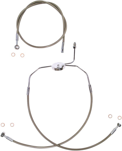 MAGNUM SHIELDING BRAKE LINE KIT DUAL DISC NON-ABS E-Z ALIGN XR POLISHED CHROME BRAIDED 29" SSC1305-29
