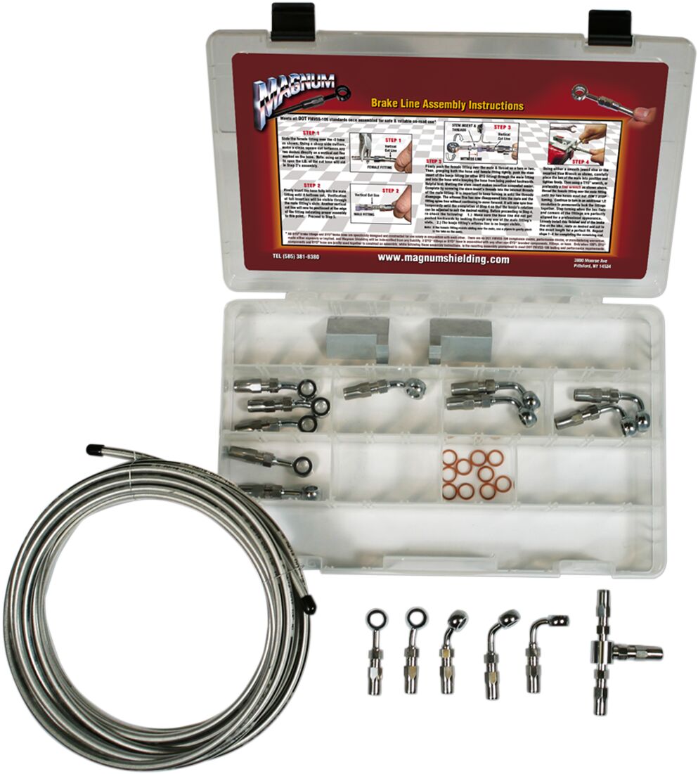 MAGNUM SHIELDING BRAKE LINE BUILDER KIT BASIC METRIC BYO® CHROME NATURE 399004