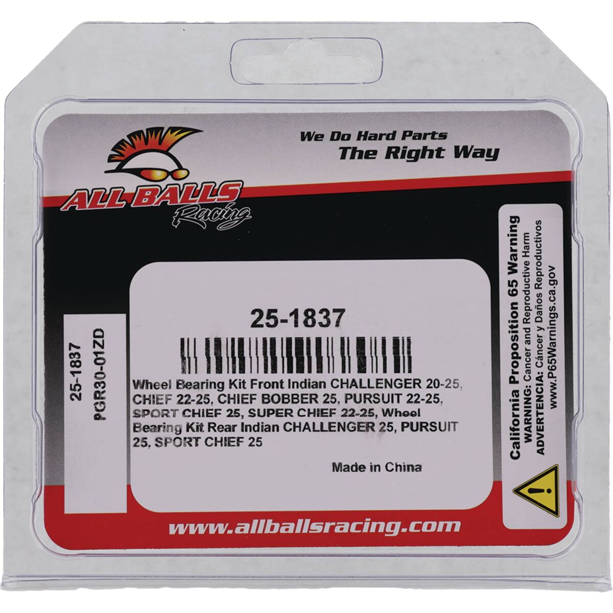 ALL BALLS BEARING KIT WHEEL INDIAN 25-1837