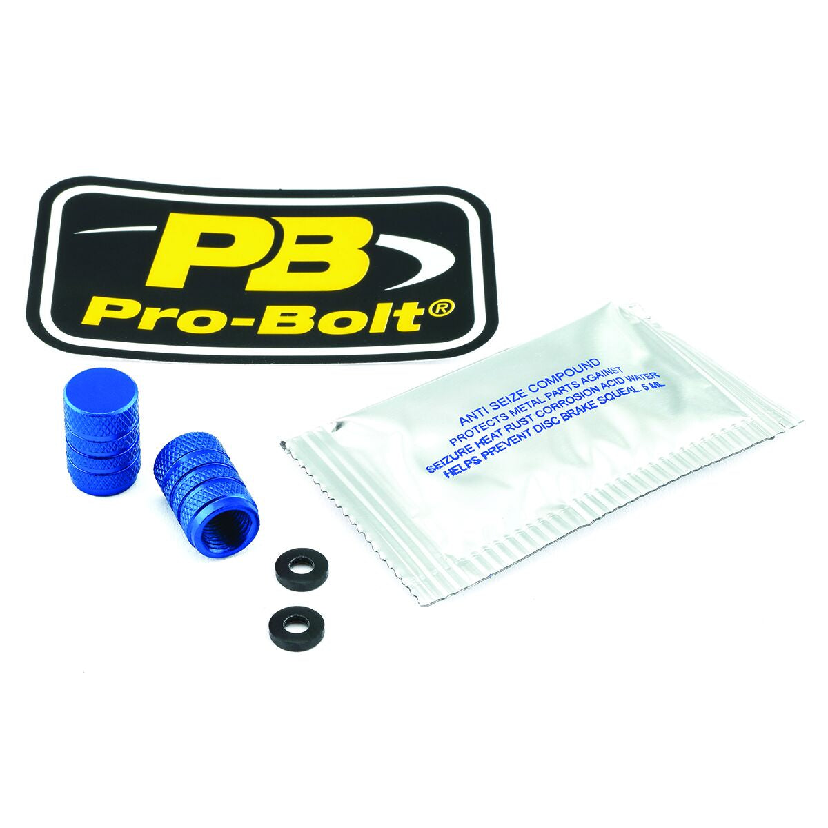 PRO BOLT Aluminium Valve Dust Cap Pack x2 Blue 2DCAP10B