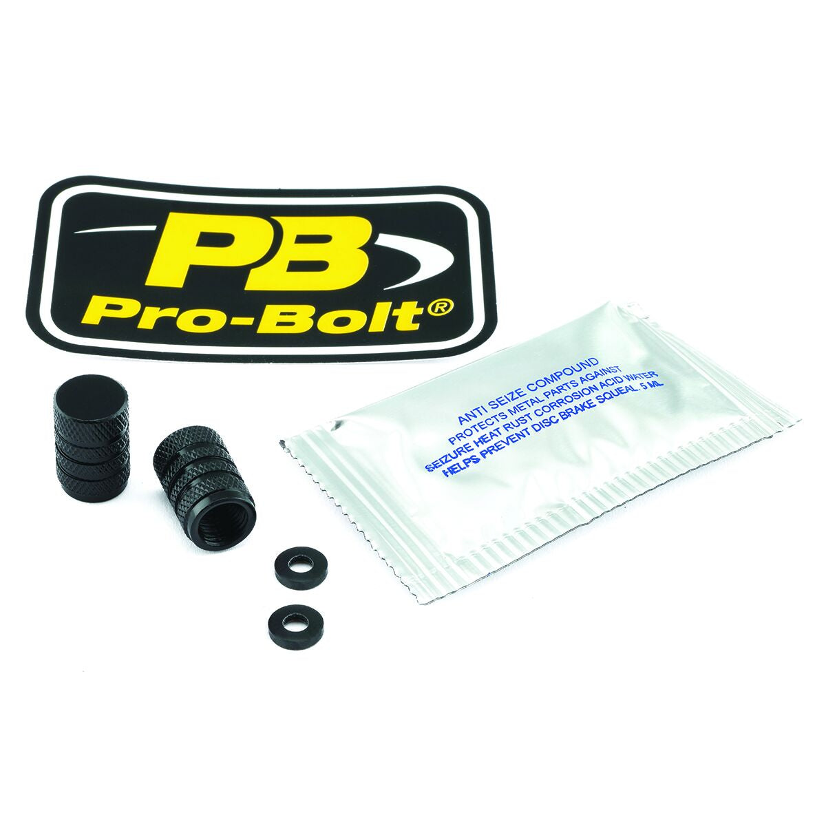 PRO BOLT Aluminium Valve Dust Cap Pack x2 Black 2DCAP10BK