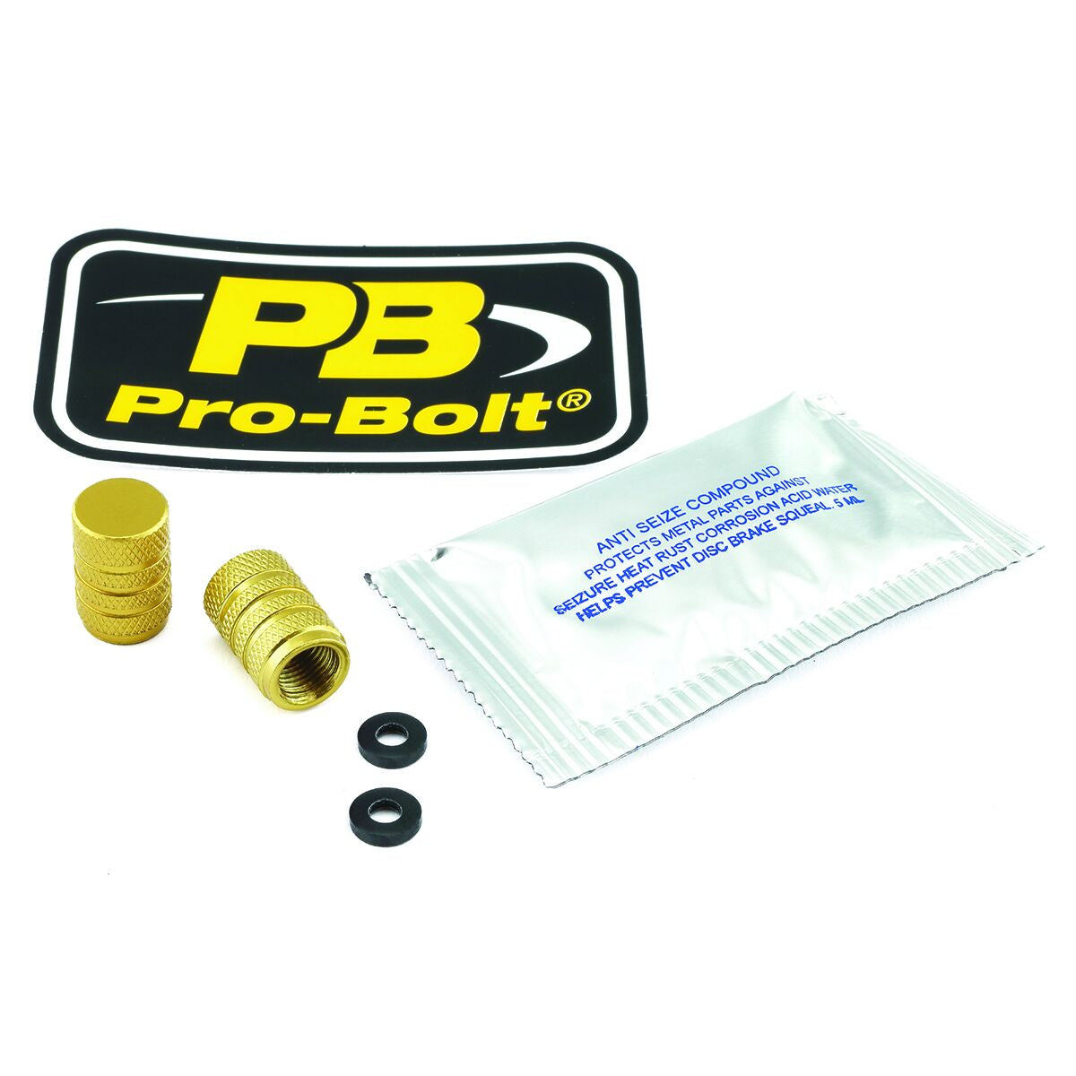 PRO BOLT Aluminium Valve Dust Cap Pack x2 Gold 2DCAP10G