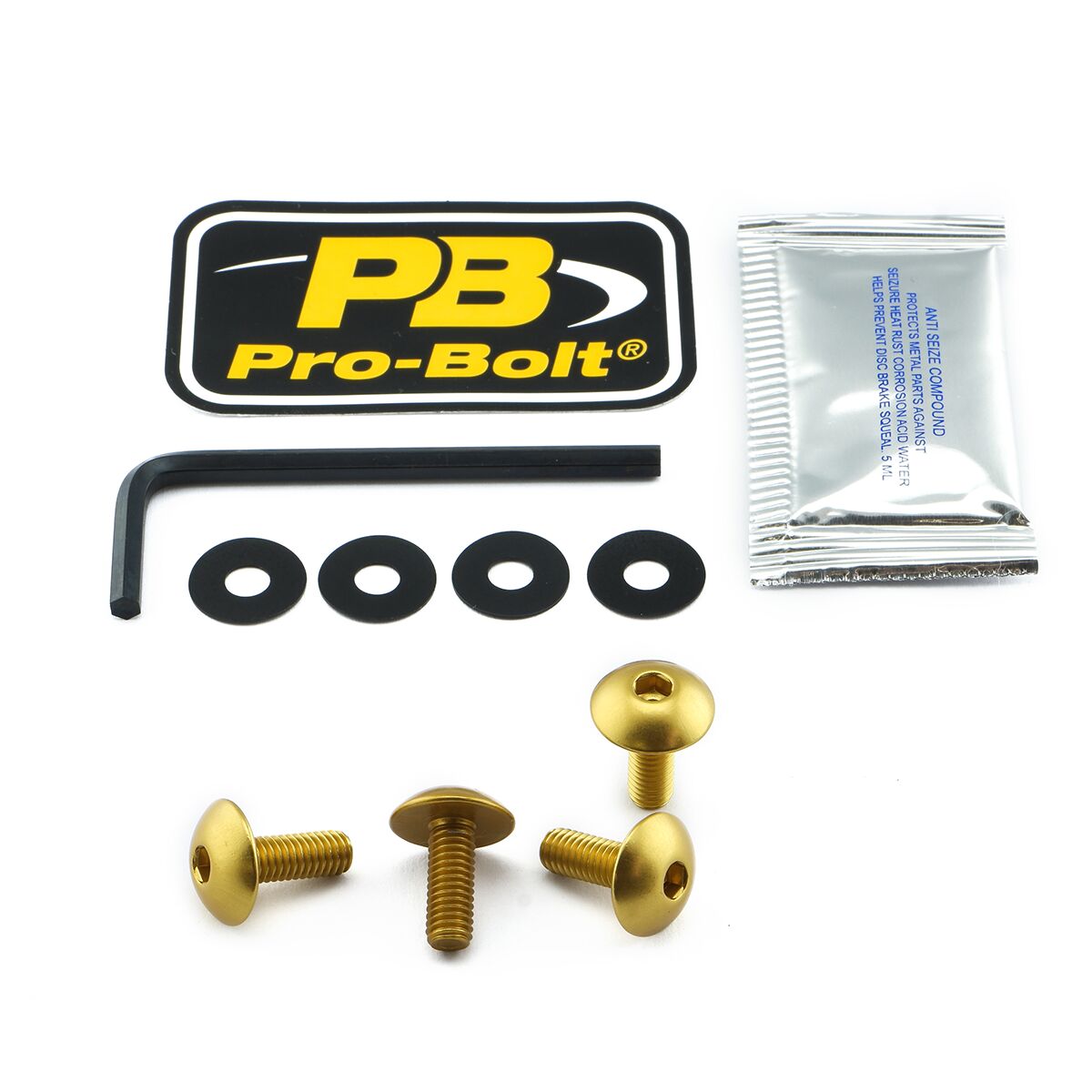 PRO BOLT BOLT KIT LIC PLATE M6X16 GOLD NPLATE30G