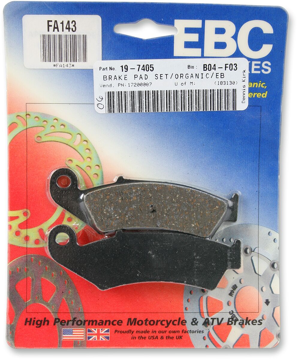 EBC BRAKE PAD FA SERIES ORGANIC FA143