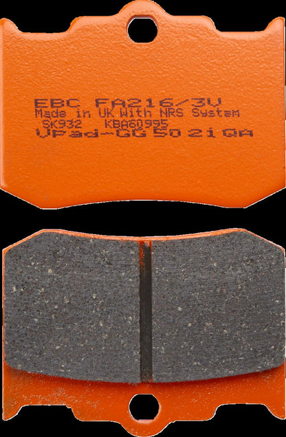 EBC BRAKE PAD FA-V SERIES SINTERED METAL/ORGANIC COMPOUND FA216/3V