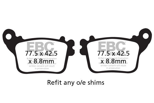 EBC BRAKE PAD FA-V SERIES SINTERED METAL/ORGANIC COMPOUND FA436V
