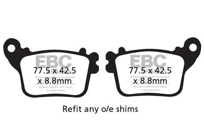 EBC BRAKE PAD FA-V SERIES SINTERED METAL/ORGANIC COMPOUND FA436V