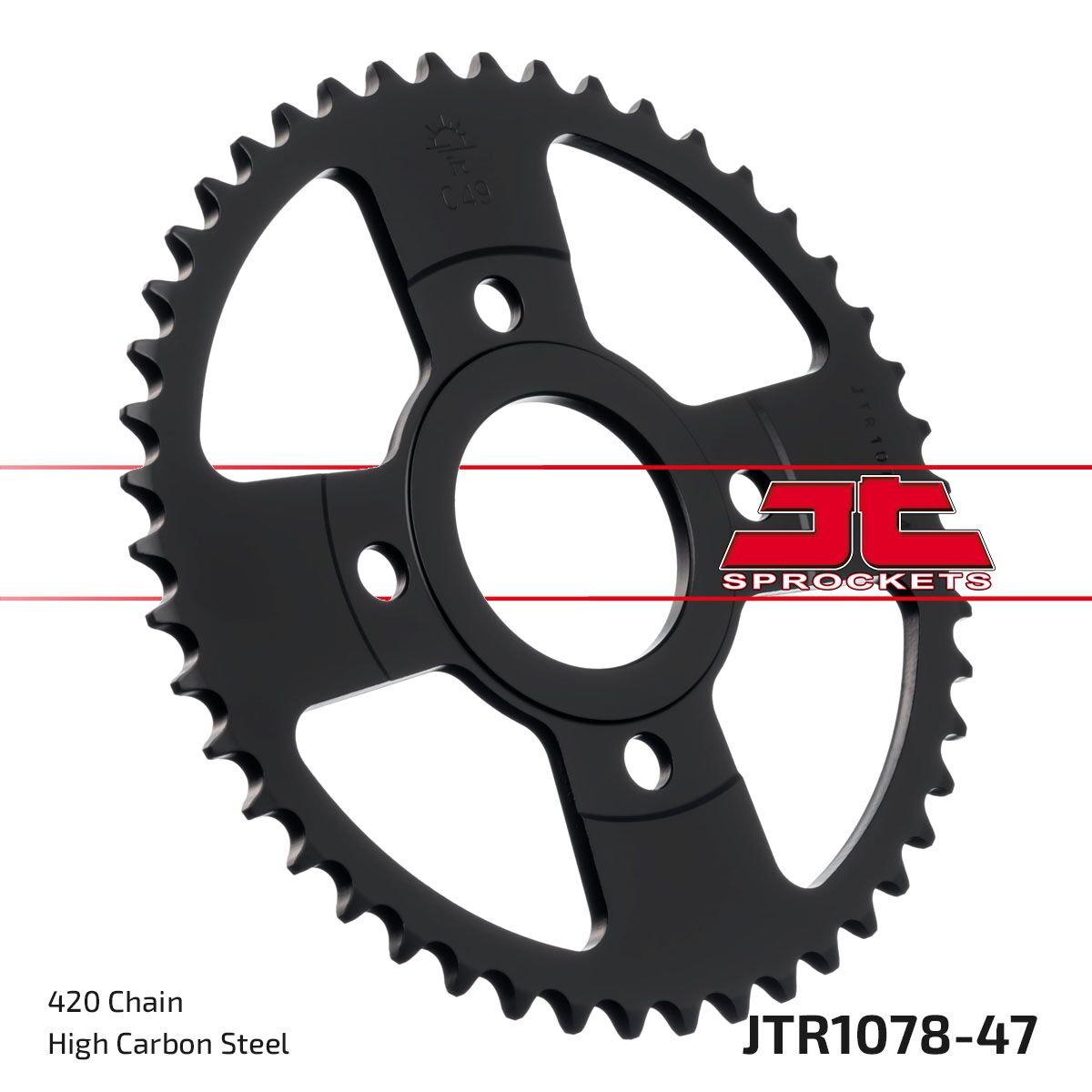 JT SPROCKETS JTR1078.47 REAR REPLACEMENT SPROCKET 47 TEETH 420 PITCH NATURAL STEEL JTR1078.47