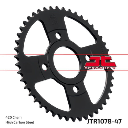 JT SPROCKETS JTR1078.47 REAR REPLACEMENT SPROCKET 47 TEETH 420 PITCH NATURAL STEEL JTR1078.47