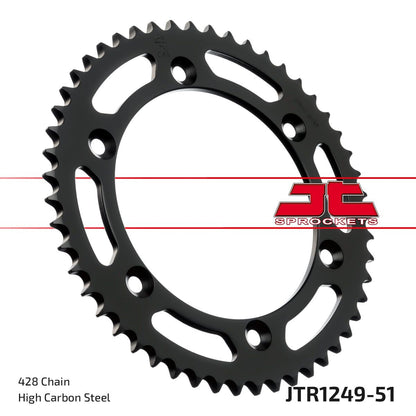 JT SPROCKETS JTR1249.51 REAR REPLACEMENT SPROCKET 51 TEETH 420 PITCH NATURAL STEEL JTR1249.51