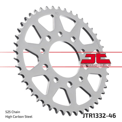 JT SPROCKETS JTR1332.46 REAR REPLACEMENT SPROCKET 46 TEETH 525 PITCH NATURAL STEEL JTR1332.46