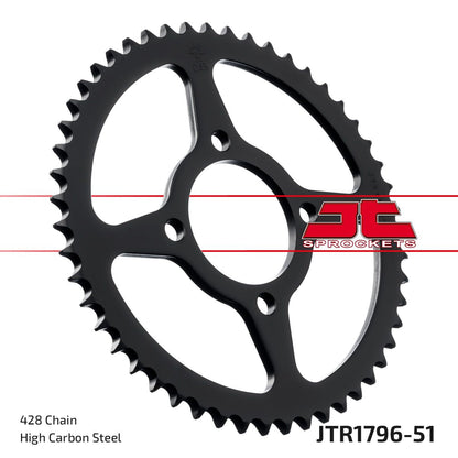 JT SPROCKETS JTR1796.51 REAR REPLACEMENT SPROCKET 51 TEETH 428 PITCH NATURAL STEEL JTR1796.51