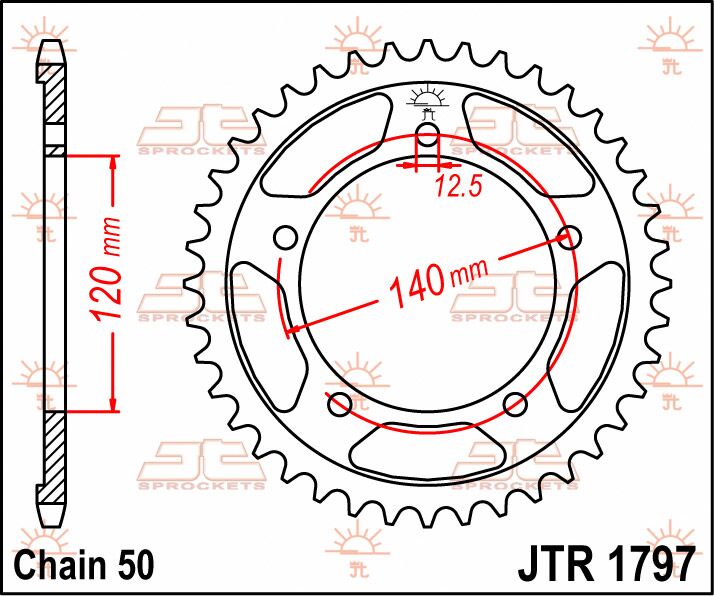 JT SPROCKETS JTR1797.41 REAR REPLACEMENT SPROCKET 41 TEETH 50 PITCH NATURAL STEEL JTR1797.41
